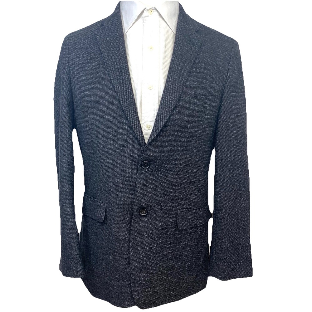 Tommy Hilfiger Sport Coat Blazer Black Tweed 40 R Wool  2 Button Business  Work‎